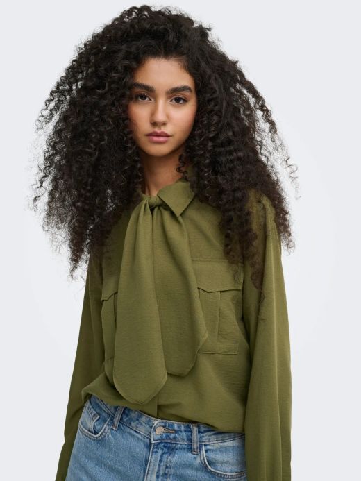 Camisa JDY Harper L/S Scarf Detail de Manga Larga Mujer