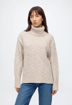 Jersey JDY Sabine de Punto con Cuello Vuelto Gris Oatmeal Mujer