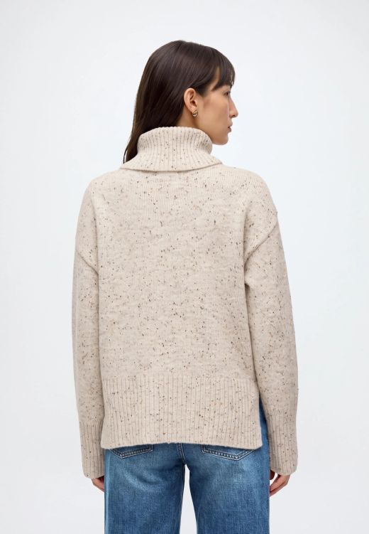 Jersey JDY Sabine de Punto con Cuello Vuelto Gris Oatmeal Mujer