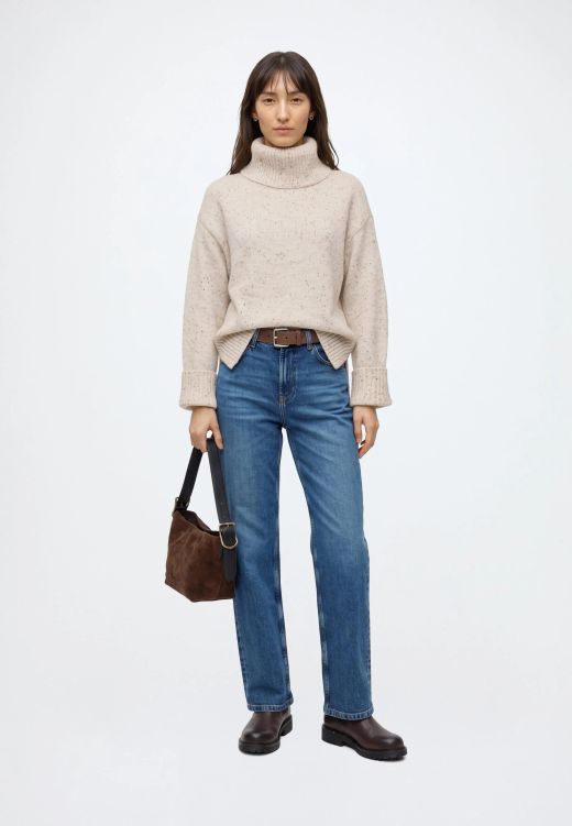 Jersey JDY Sabine de Punto con Cuello Vuelto Gris Oatmeal Mujer