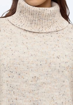 Jersey JDY Sabine de Punto con Cuello Vuelto Gris Oatmeal Mujer