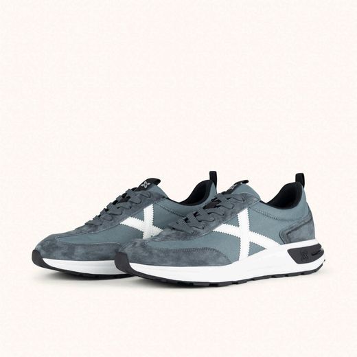 Sneakers Munich Quick 03 Gris Azulado y Blanco