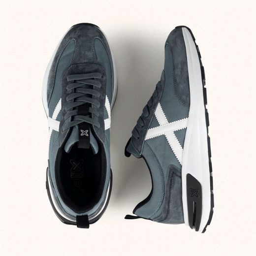 Sneakers Munich Quick 03 Gris Azulado y Blanco