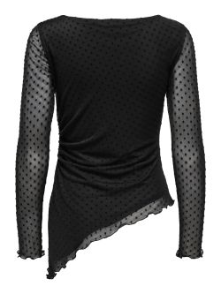 Top JDY Avelon L/S Flock Asymmetric JRS mujer