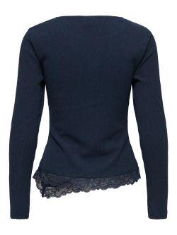 Top JDY Billie L/S Asymmetric Lace Sky Captain mujer